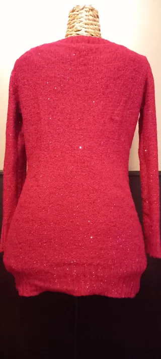 Maglione fucsia con paillettes