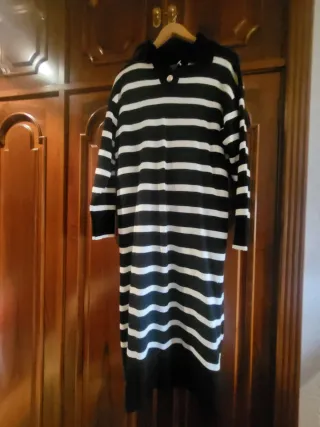 Vestido largo rayas blanco y negro