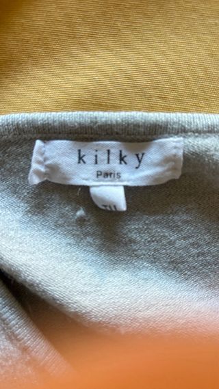 Chaleco de punto gris con encaje,