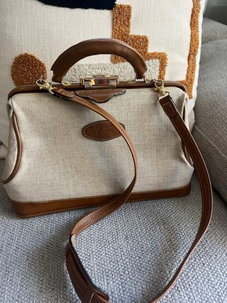 Bolso Texier Piel Beige y Marrón