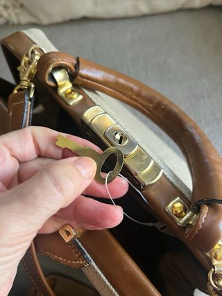 Bolso Texier Piel Beige y Marrón