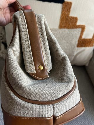 Bolso Texier Piel Beige y Marrón
