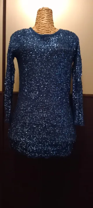 Maglione ottanio con paillettes