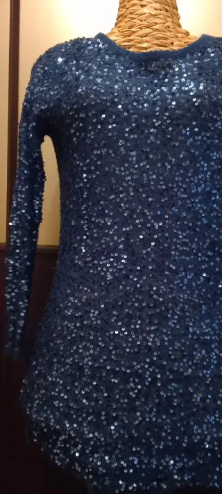 Maglione ottanio con paillettes