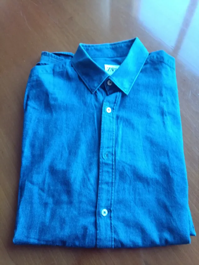 Camisa vaquera Zara hombre azul