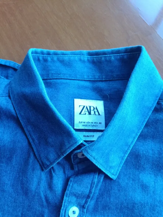 Camisa vaquera Zara hombre azul