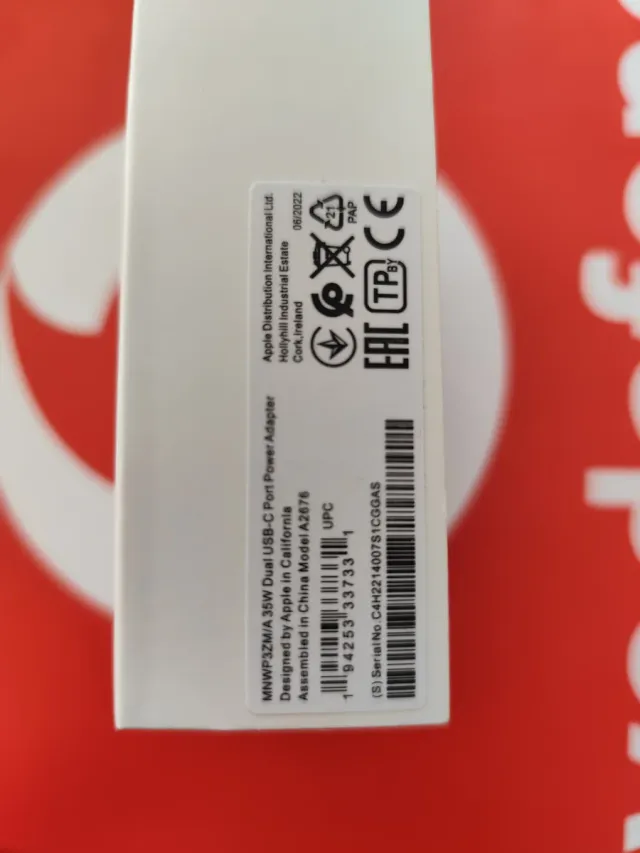 Adaptador de Corriente Apple 35W Dual USB-C