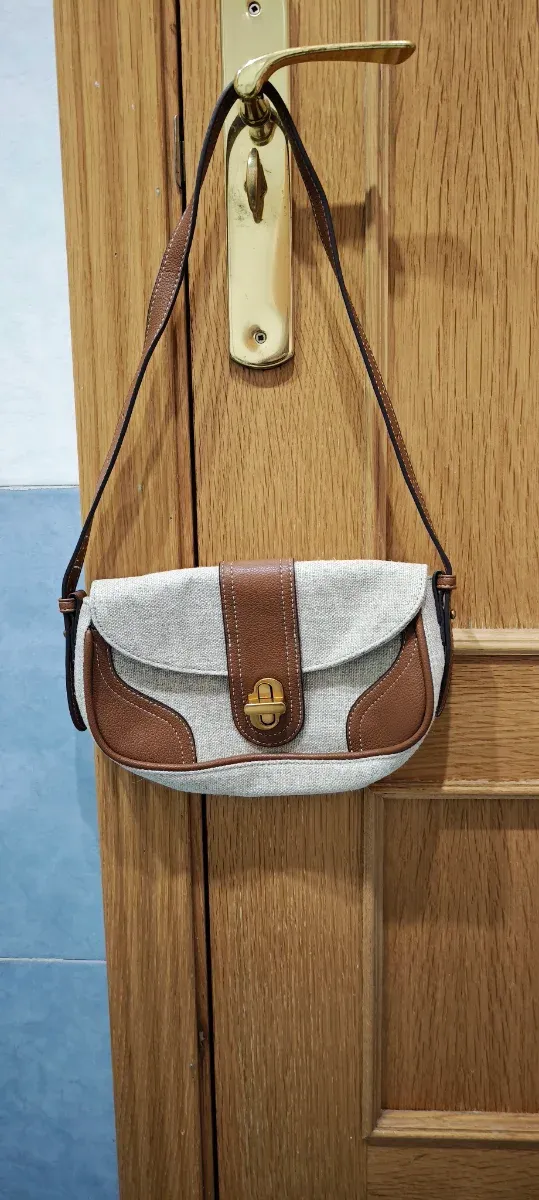 Bolso bandolera Tintoretto beige y marrón