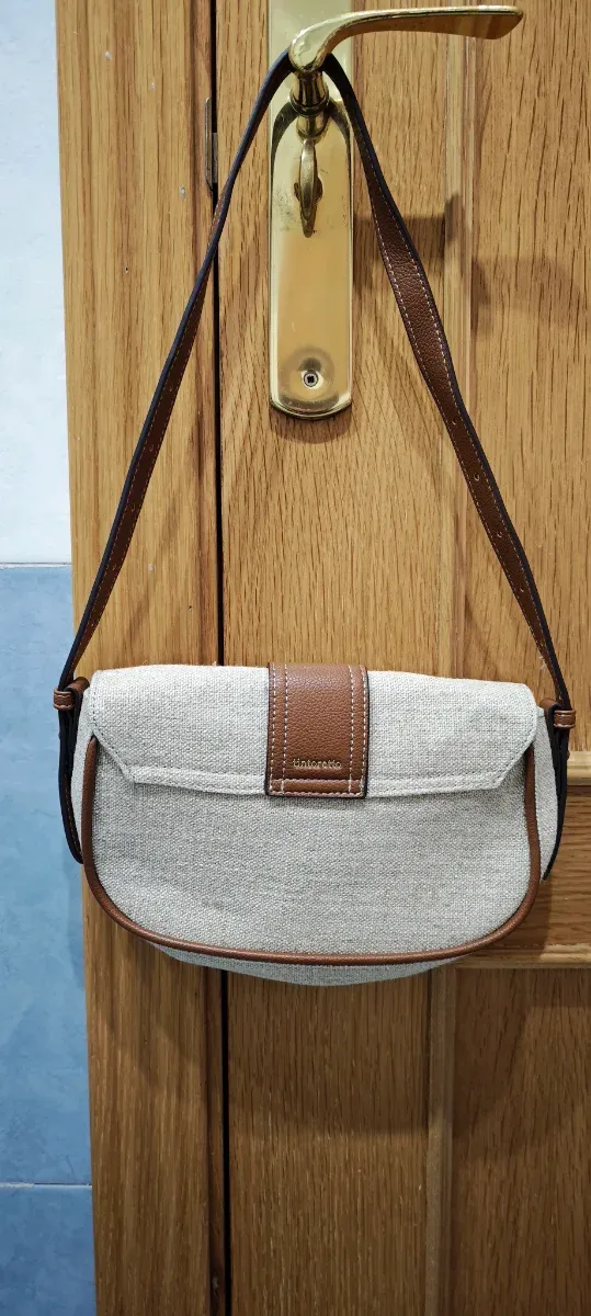 Bolso bandolera Tintoretto beige y marrón