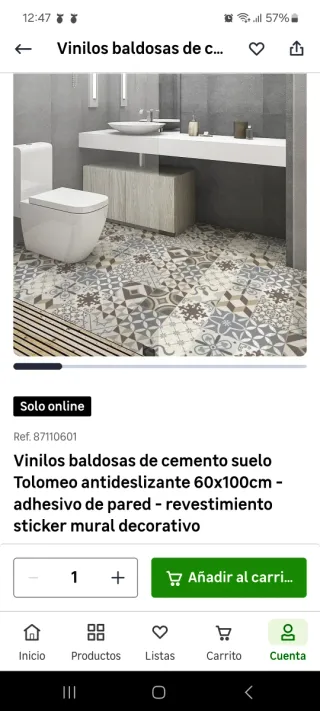 Suelo vinílico adhesivo estilo hidráulico. 100x60