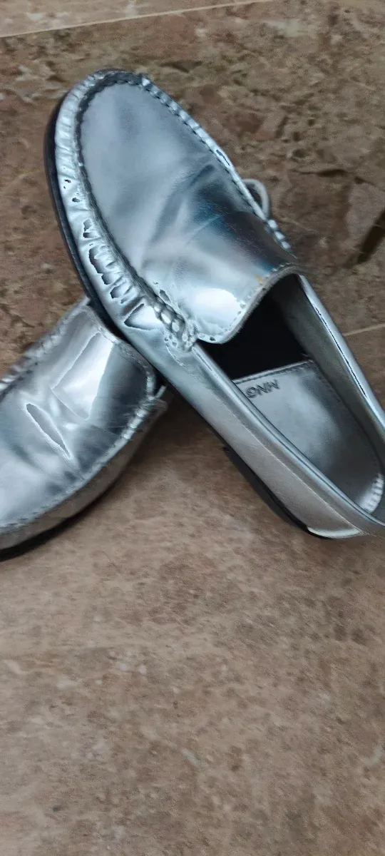 Mocasines Mango Plateados