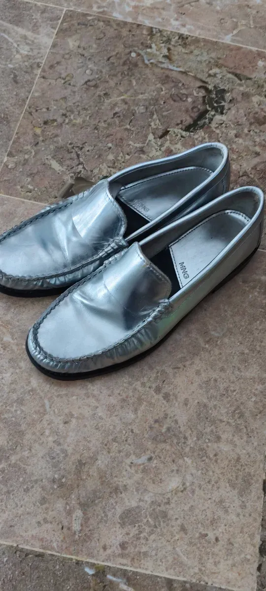 Mocasines Mango Plateados