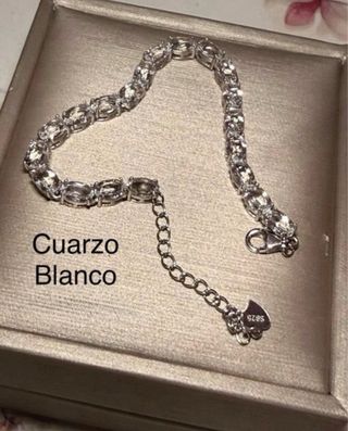 Pulsera Plata 925 Cuarzo Blanco Ajustable