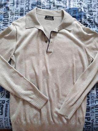 Polo Massimo Dutti rayas hombre gris