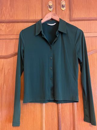 Camisa Stradivarius Verde Manga Larga