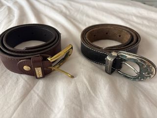 pack 2 Cinturones piel Talla XS Marrón y Negro