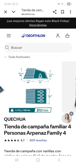 Tienda de campaña Arpenaz Family 4.