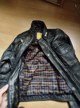 Chaqueta Cuero Aviatrix Negra/Gris