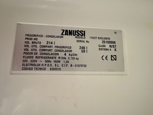 Frigorífico Combi Zanussi Blanco