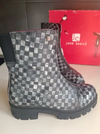 Botines Jose Saenz Talla 39 Cuadros Cremallera