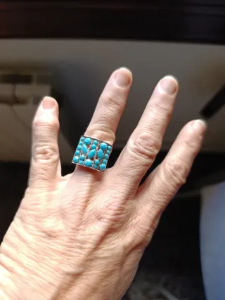 Anillo bisutería turquesa plata