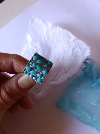 Anillo bisutería turquesa plata