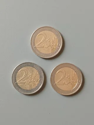 3 Monedas 2€ Francia 2001 con errores de acuñación