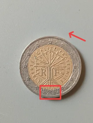 3 Monedas 2€ Francia 2001 con errores de acuñación