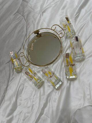 Set 6 Bicchieri Vetro Decorati Giallo