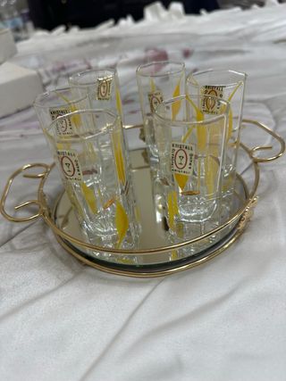 Set 6 Bicchieri Vetro Decorati Giallo