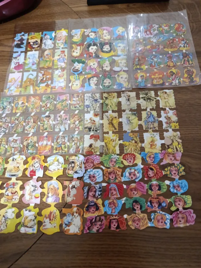 7 Lâminas Cromos Troquelados Figuras