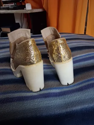 Stivaletti Beige e Oro Glitter