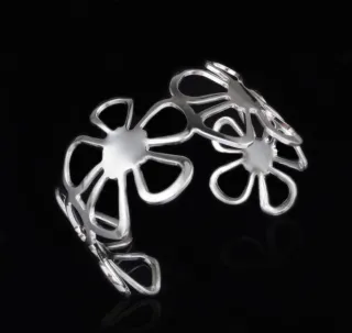 Bracciale donna argento fiore rigido bangle