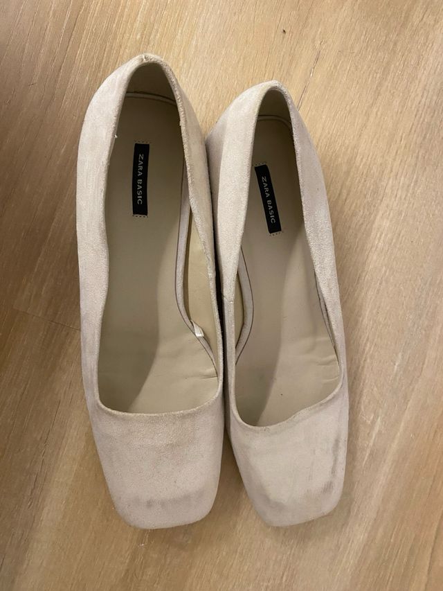 Zapatos de vestir Zara ante beige talla 39