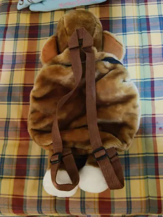 Mochila Peluche Perro Marrón y Blanco