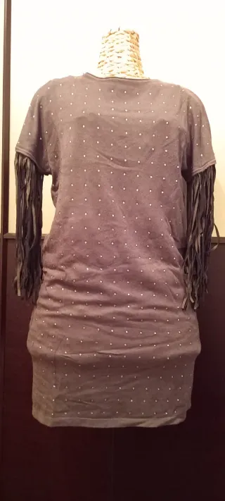 Abito maglia verde con frange