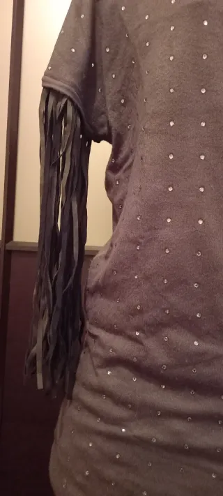 Abito maglia verde con frange