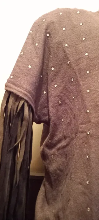 Abito maglia verde con frange