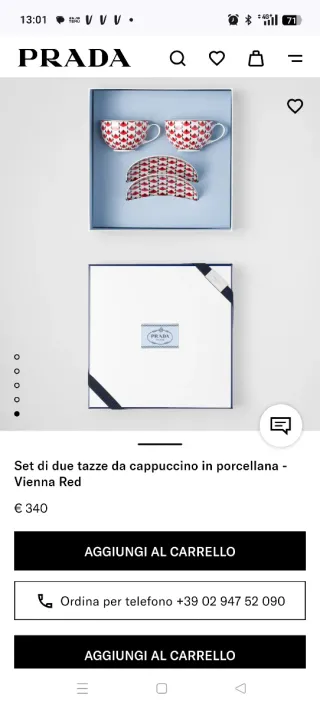2 tazze cappuccino Prada Vienna red