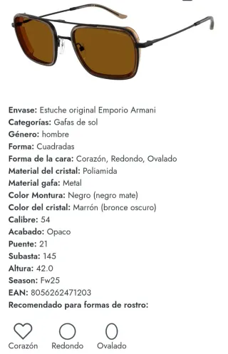 Gafas de Sol Emporio Armani EA2162 Marrón/Dorado