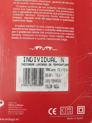 Dos Manta Eléctrica Calentadora Beige y azul 50€