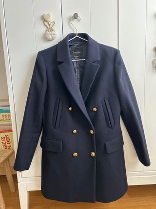 Massimo Dutti Chaquetón Cruzado Azul Marino