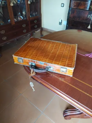 Maletín antiguo piel cocodrilo