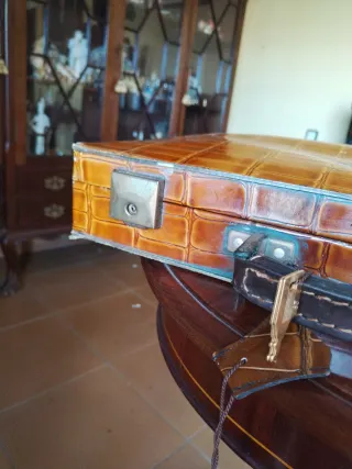 Maletín antiguo piel cocodrilo