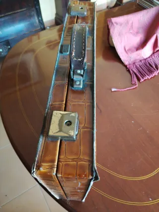 Maletín antiguo piel cocodrilo