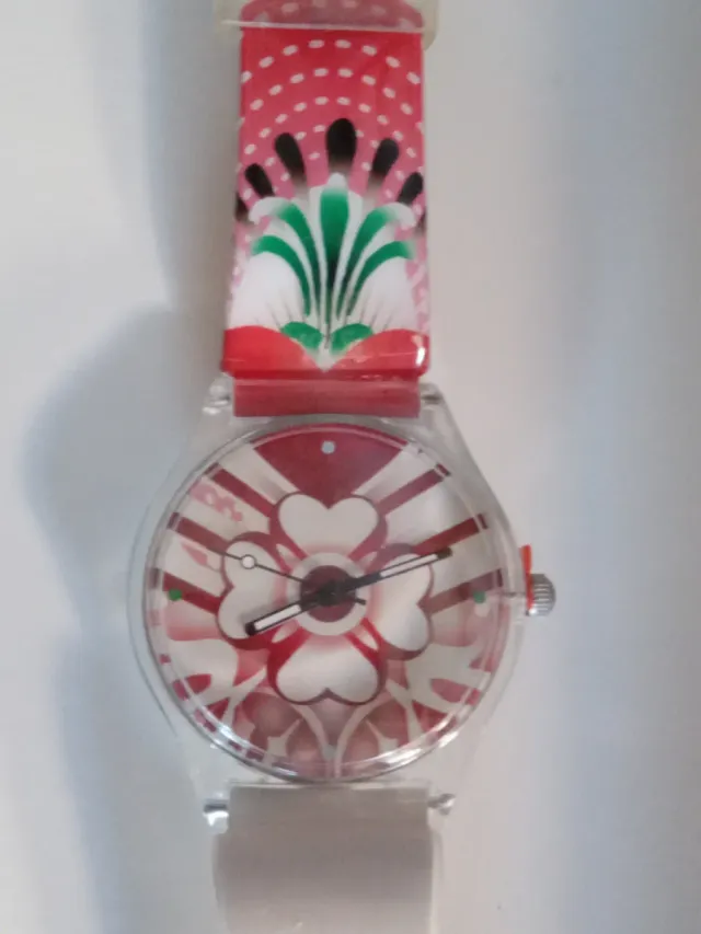 Reloj estilo Swatch Blanco y Rojo