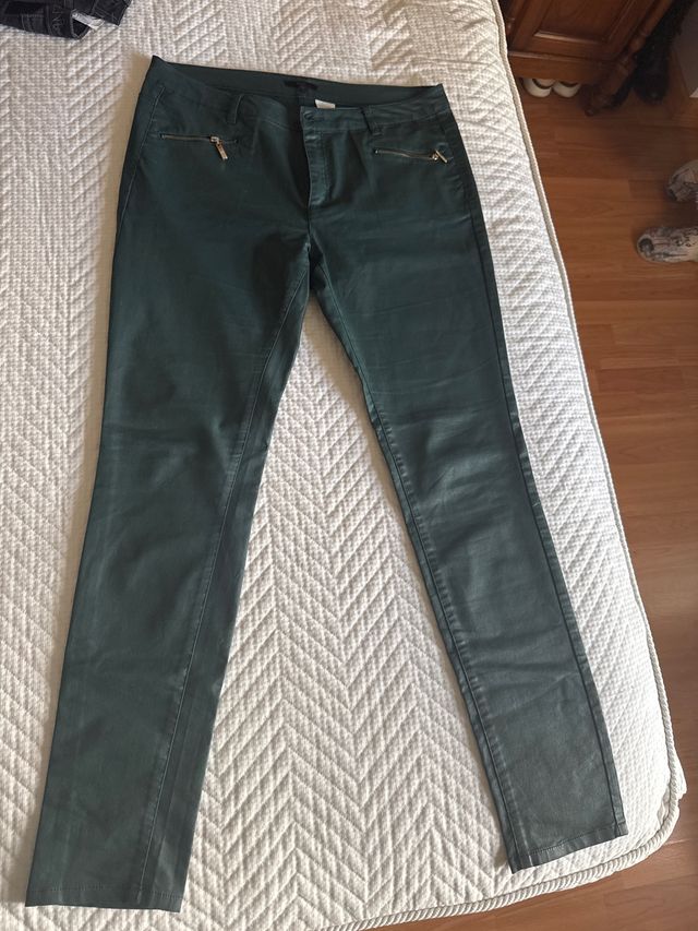 Pantalón Elogy verde botella encerado