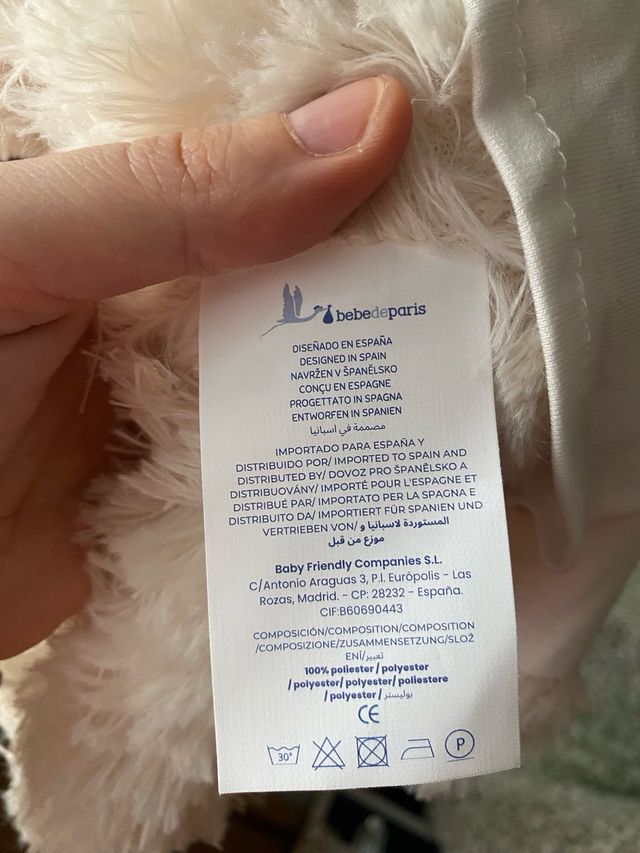 Peluche Osito bebé de parís