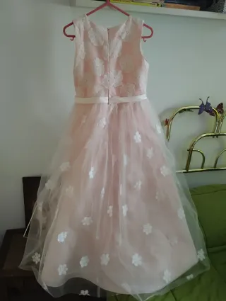 Vestido fiesta niña rosa y blanco