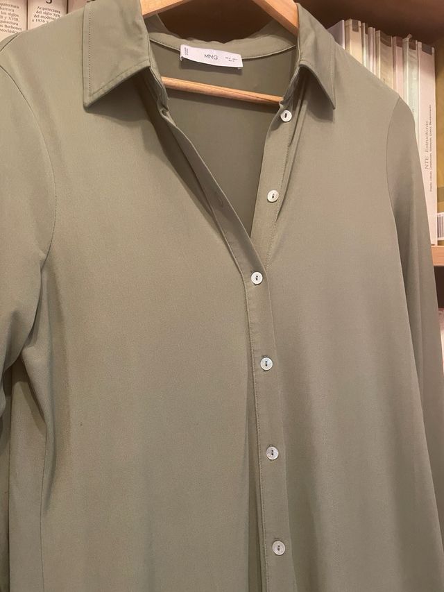 Vestido camisero largo MNG verde oliva
